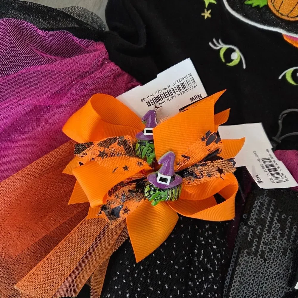 Halloween Themed Bundle Girls 3T Dress Blouse Spooky Witchy Costume Dress Up
